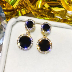 Shiny Diamond Round Enamel Earrings