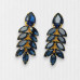 Long Leaf Shape Korean Glass Stone Earrings