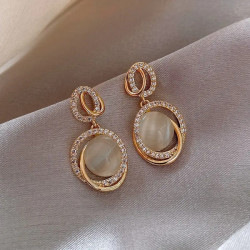 Oval Moonstone Dangle Earring