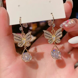 Golden Butterfly Hollow Geometric Earrings