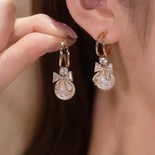 Imitation Pearl Drop Diamond Rhinestone Earring