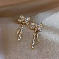 Korean Butterfly Rhinestone Pearl Shining Earrings