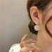 Camellia Flower Drop Enamel Pearl Stud Earrings