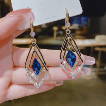 Geometric Double Diamond Crystal Earrings