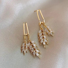 Gold Plated Small Drop Leaf Earrings