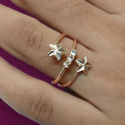 Double Star Finger Ring With Stones