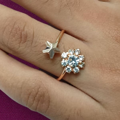 Flower Shape Finger Ring With Stones