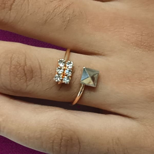 Square Shape Finger Ring With Stones